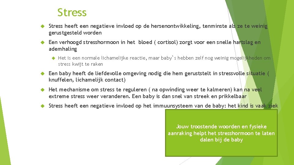 Stress heeft een negatieve invloed op de hersenontwikkeling, tenminste als ze te weinig gerustgesteld