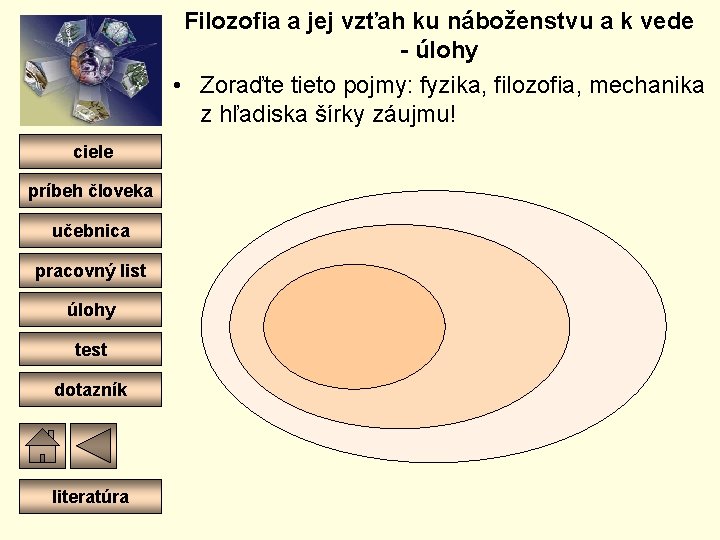 Filozofia a jej vzťah ku náboženstvu a k vede - úlohy • Zoraďte tieto