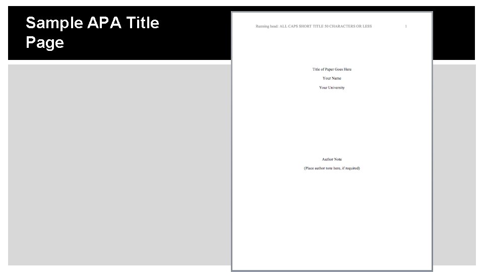 Sample APA Title Page 