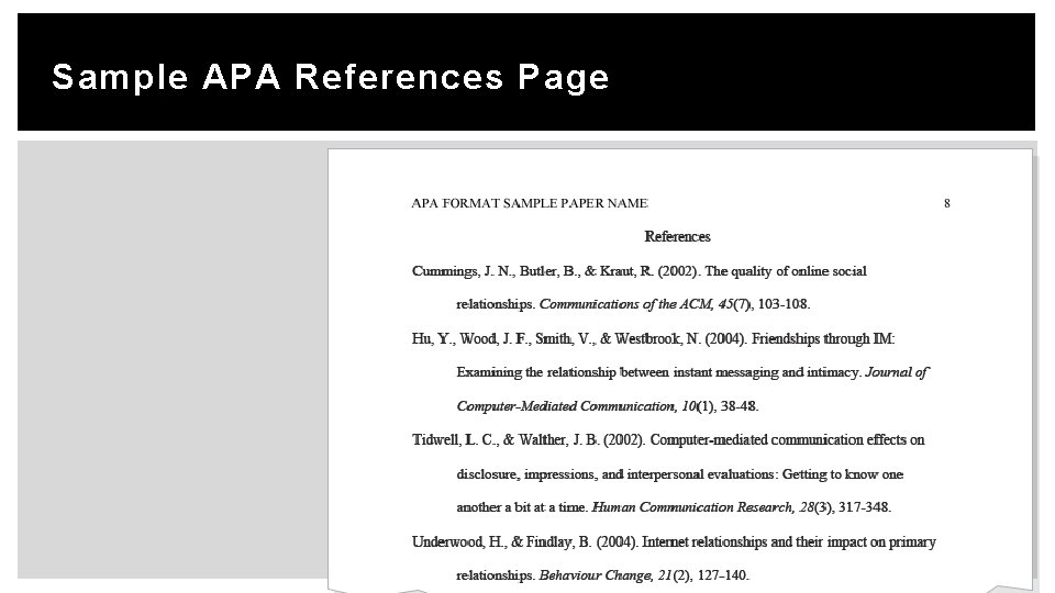 Sample APA References Page 