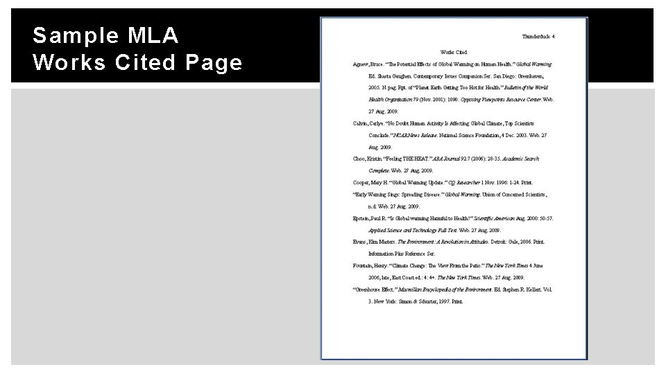 Sample MLA Works Cited Page 