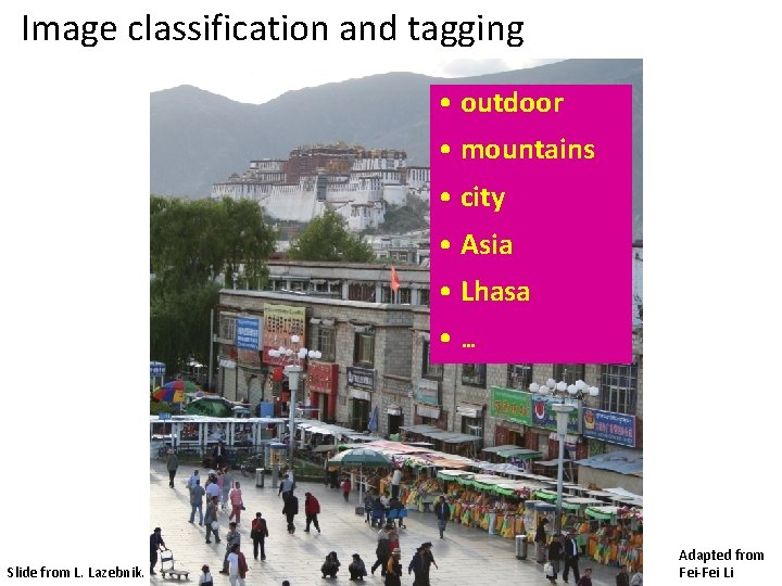 Image classification and tagging • outdoor • mountains • city • Asia • Lhasa