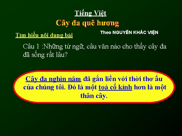 Tiếng Việt Tìm hiểu nội dung bài Theo NGUYỄN KHẮC VIỆN Câu 1 :