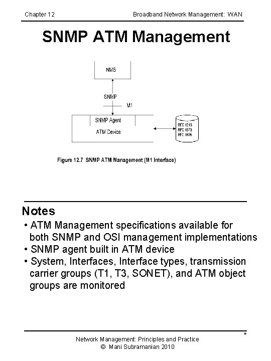 Chapter 12 Broadband Network Management: WAN SNMP ATM Management Notes • ATM Management specifications