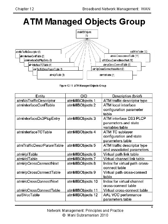 Chapter 12 Broadband Network Management: WAN ATM Managed Objects Group Network Management: Principles and