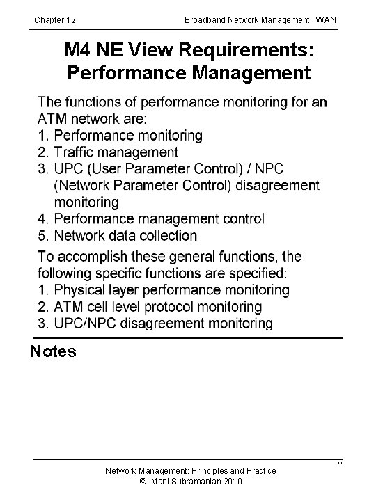 Chapter 12 Broadband Network Management: WAN M 4 NE View Requirements: Performance Management Notes