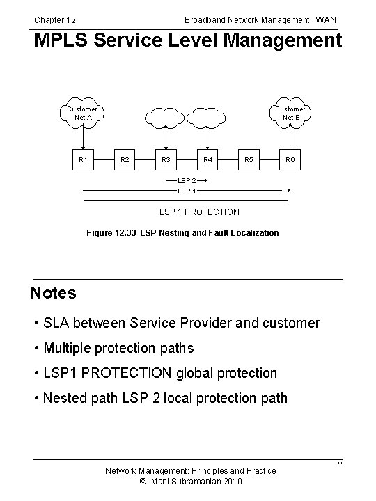 Chapter 12 Broadband Network Management: WAN MPLS Service Level Management Customer Net A R