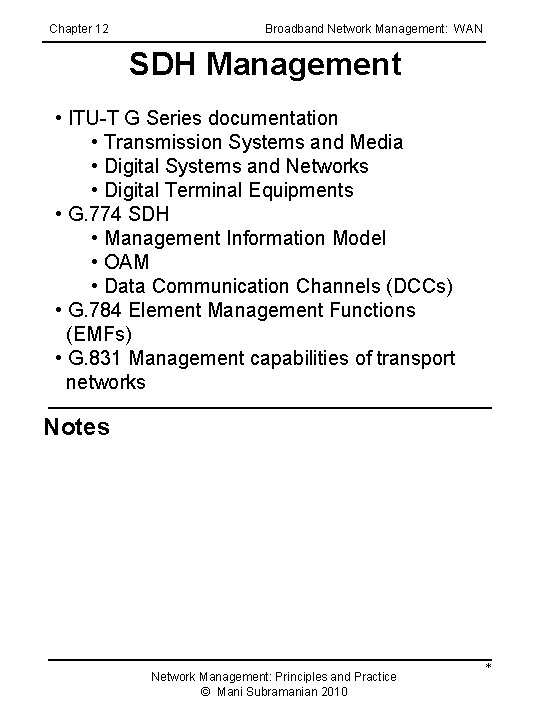 Chapter 12 Broadband Network Management: WAN SDH Management • ITU-T G Series documentation •