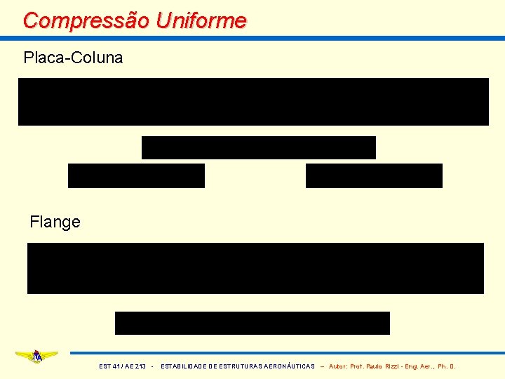 Compressão Uniforme Placa-Coluna Flange EST 41 / AE 213 - ESTABILIDADE DE ESTRUTURAS AERONÁUTICAS