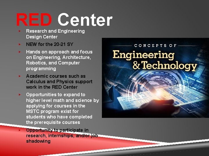 RED Center ▶ Research and Engineering Design Center ▶ NEW for the 20 -21