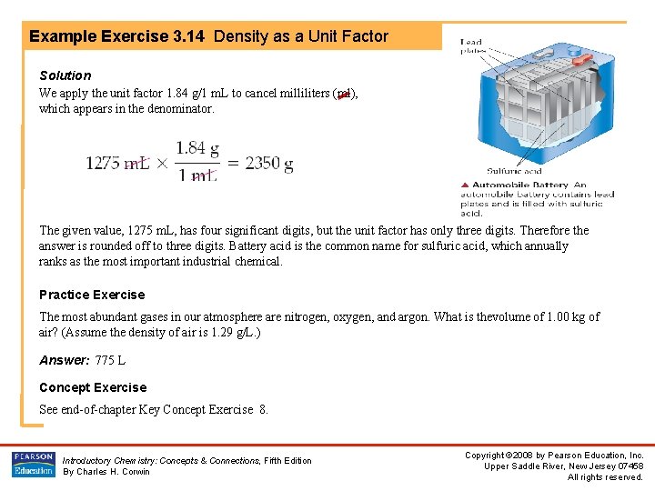 Example Exercise 3. 14 Density as a Unit Factor Solution We apply the unit