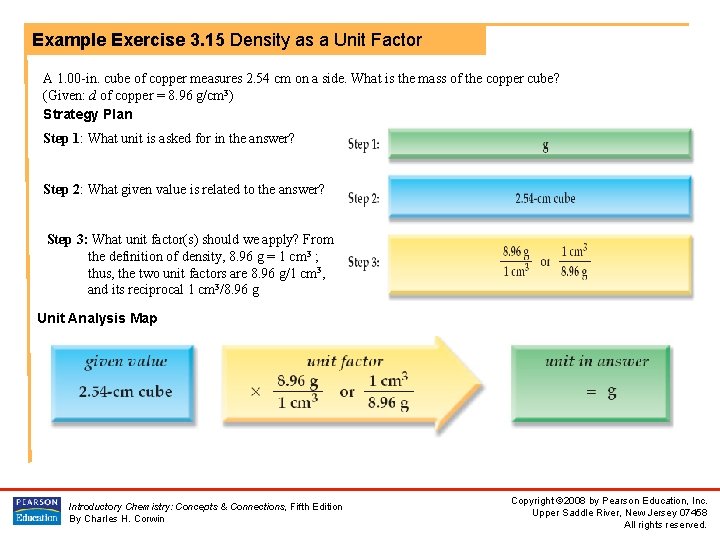 Example Exercise 3. 15 Density as a Unit Factor A 1. 00 -in. cube
