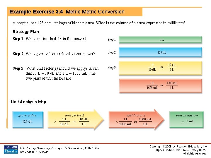 Example Exercise 3. 4 Metric-Metric Conversion A hospital has 125 -deciliter bags of blood