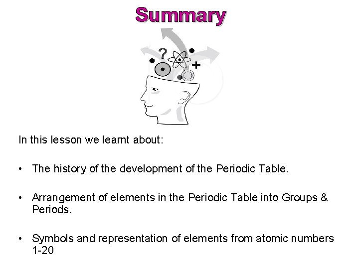 Summary In this lesson we learnt about: • The history of the development of Summary In this lesson we learnt about: • The history of the development of