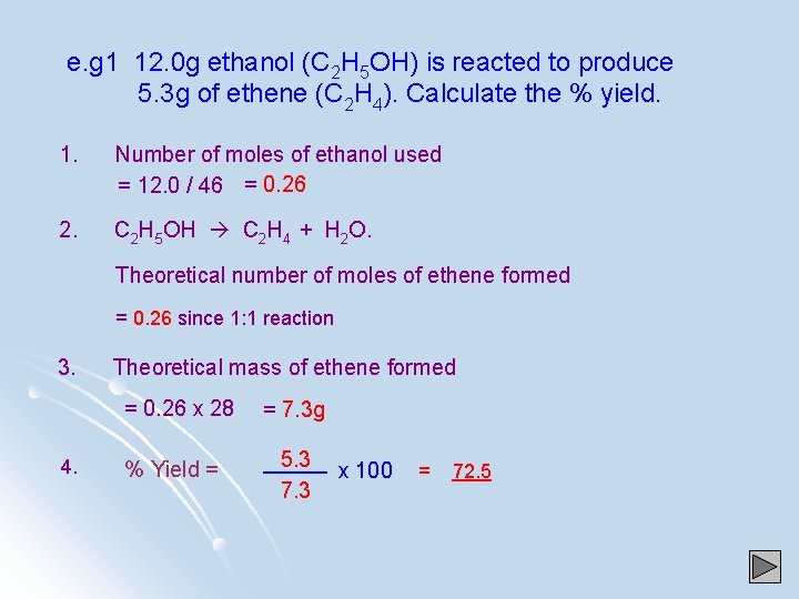 e. g 1 12. 0 g ethanol (C 2 H 5 OH) is reacted