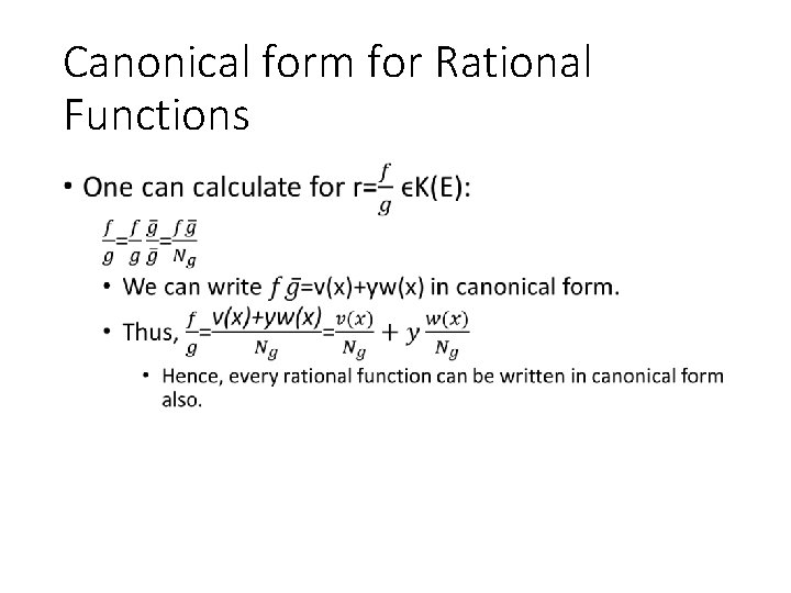 Canonical form for Rational Functions • 