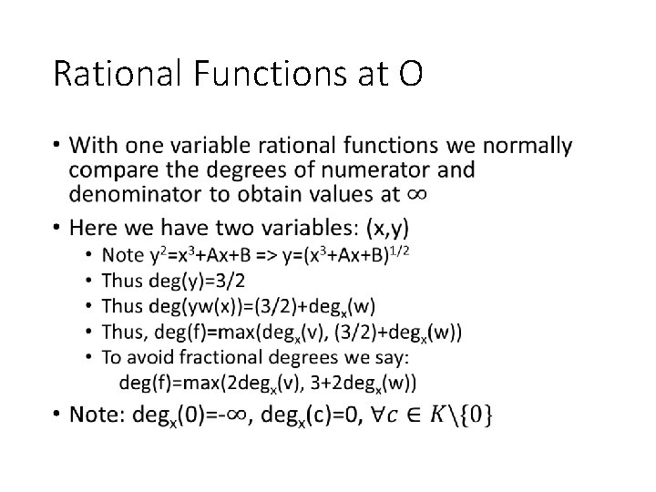 Rational Functions at O • 