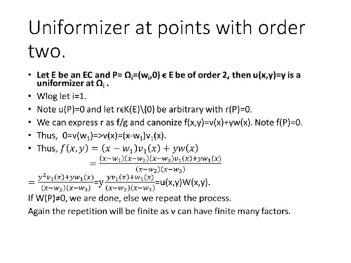 Uniformizer at points with order two. • 