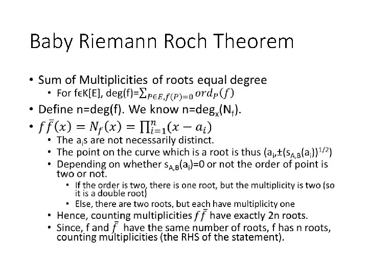 Baby Riemann Roch Theorem • 