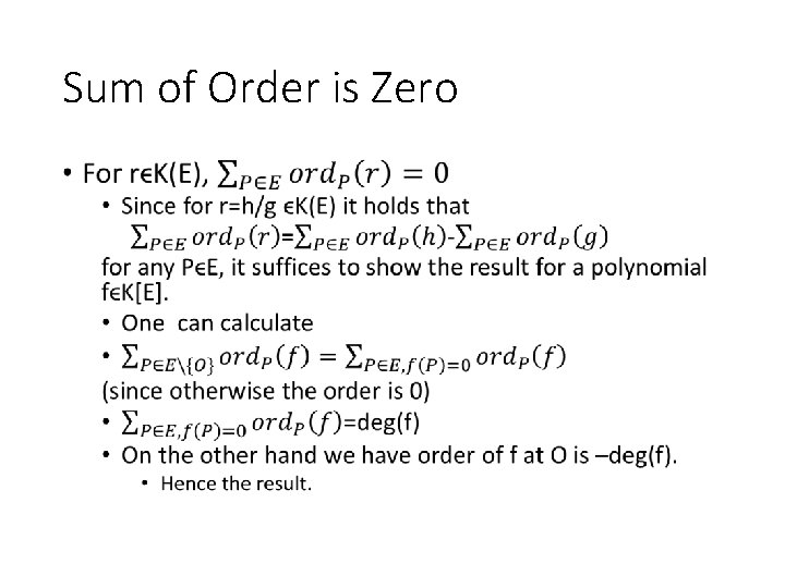 Sum of Order is Zero • 