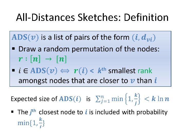 All-Distances Sketches: Definition 