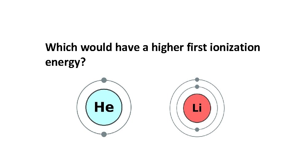 Which would have a higher first ionization energy? 