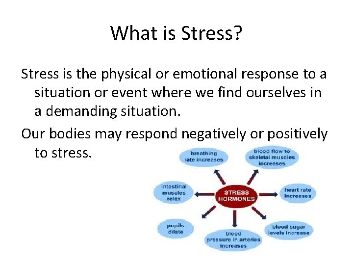 What is Stress? Stress is the physical or emotional response to a situation or