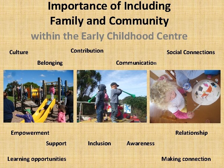 Importance of Including Family and Community within the Early Childhood Centre Contribution Culture Belonging