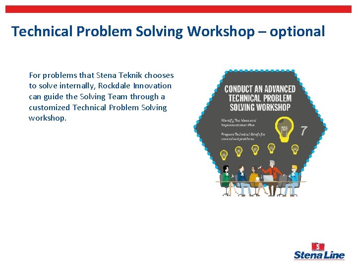 Technical Problem Solving Workshop – optional For problems that Stena Teknik chooses to solve
