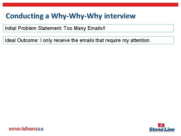 Conducting a Why-Why interview Initial Problem Statement: Too Many Emails!! Ideal Outcome: I only