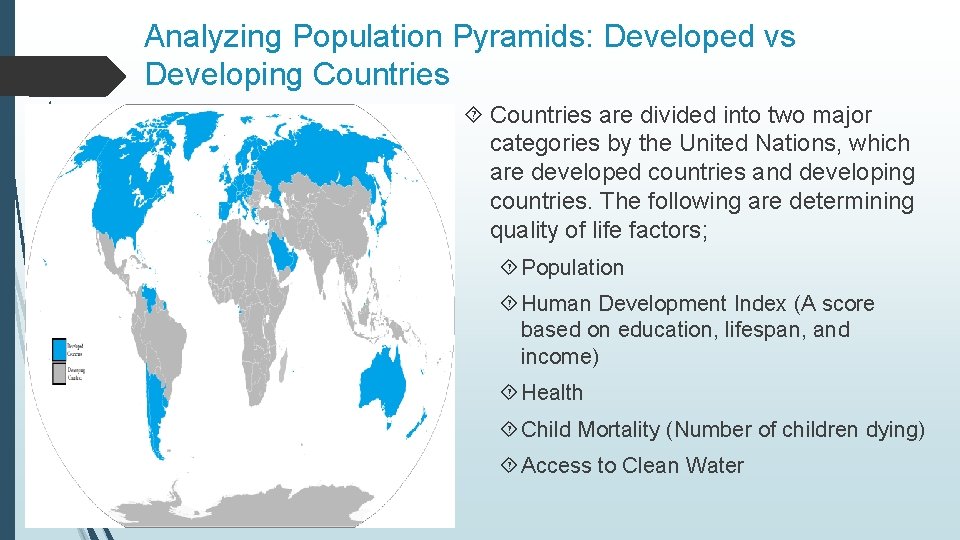 Analyzing Population Pyramids: Developed vs Developing Countries are divided into two major categories by