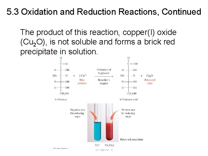 5. 3 Oxidation and Reduction Reactions, Continued The product of this reaction, copper(I) oxide