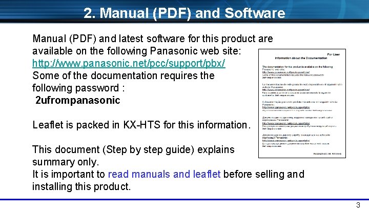 2. Manual (PDF) and Software Manual (PDF) and latest software for this product are