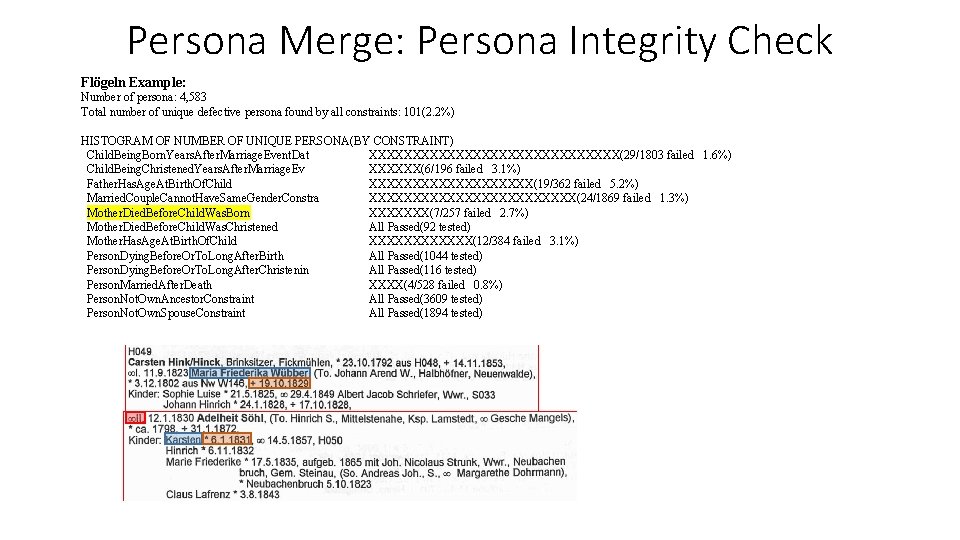 Persona Merge: Persona Integrity Check Flögeln Example: Number of persona: 4, 583 Total number