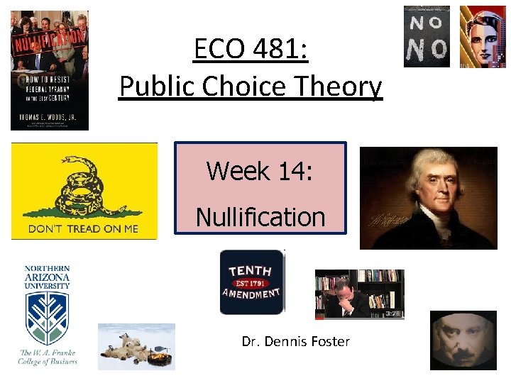 ECO 481: Public Choice Theory Week 14: Nullification Dr. Dennis Foster 