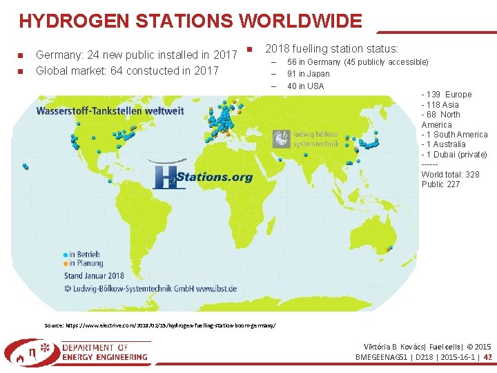HYDROGEN STATIONS WORLDWIDE Germany: 24 new public installed in 2017 Global market: 64 constucted