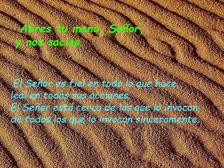 Abres tu mano, Señor, y nos sacias. El Señor es fiel en todo lo
