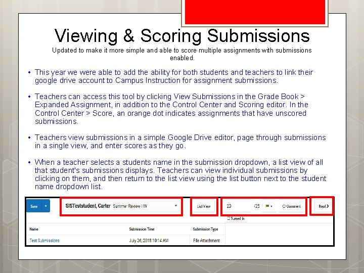 Viewing & Scoring Submissions Updated to make it more simple and able to score