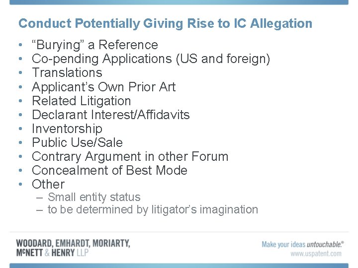 Conduct Potentially Giving Rise to IC Allegation • • • “Burying” a Reference Co-pending