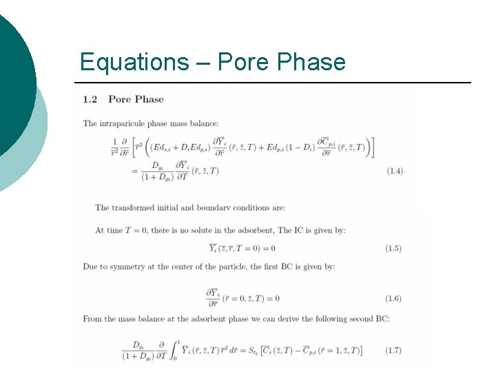 Equations – Pore Phase 
