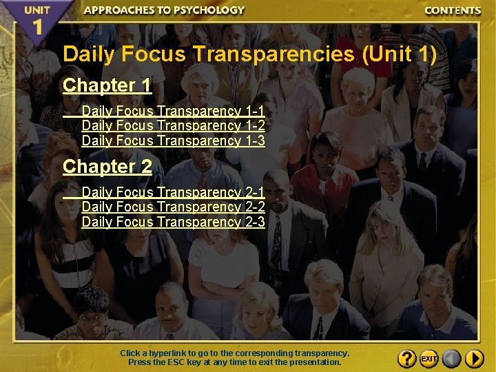 Daily Focus Transparencies (Unit 1) Chapter 1 Daily Focus Transparency 1 -2 Daily Focus