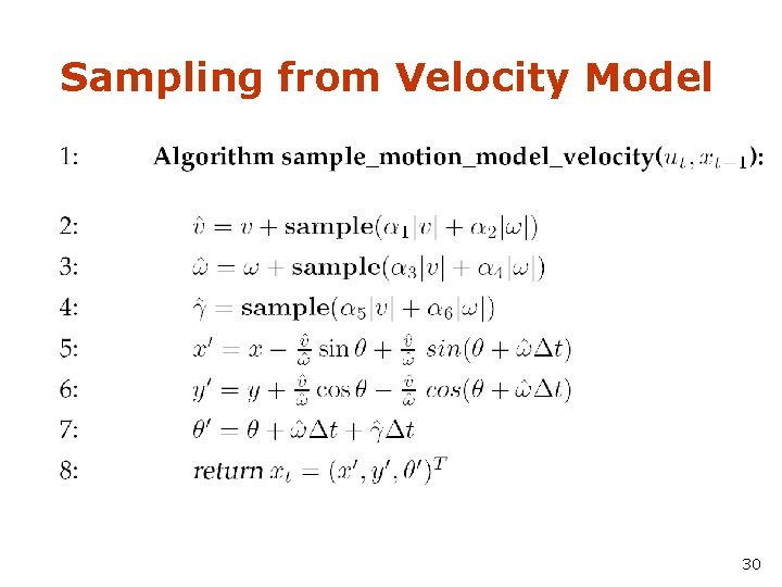 Sampling from Velocity Model 30 