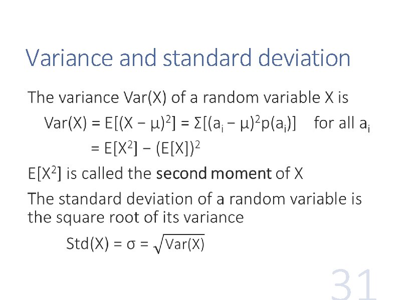 Variance and standard deviation 