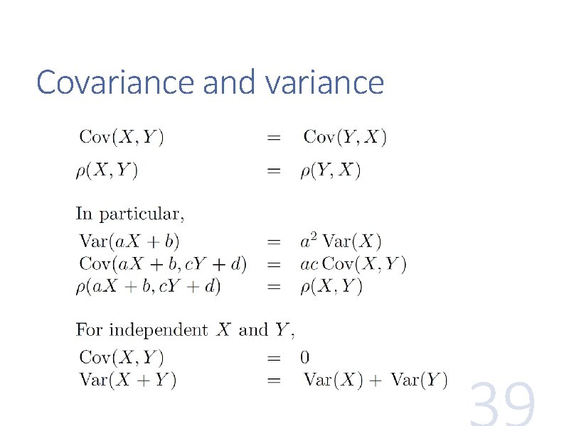 Covariance and variance 