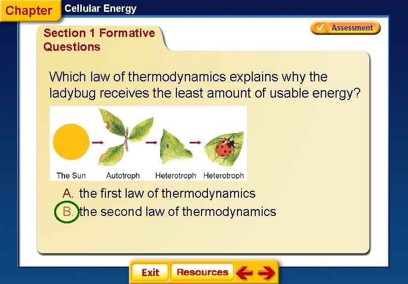 Chapter Cellular Energy Section 1 Formative Questions Which law of thermodynamics explains why the