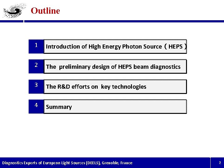 Outline 1 Introduction of High Energy Photon Source（HEPS） 2 The preliminary design of HEPS