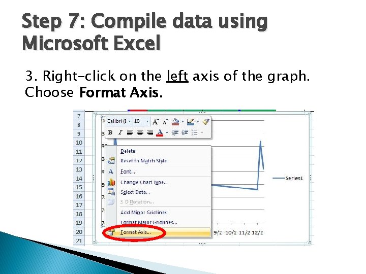 Step 7: Compile data using Microsoft Excel 3. Right-click on the left axis of