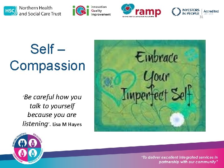 31 Self – Compassion ‘Be careful how you talk to yourself because you are