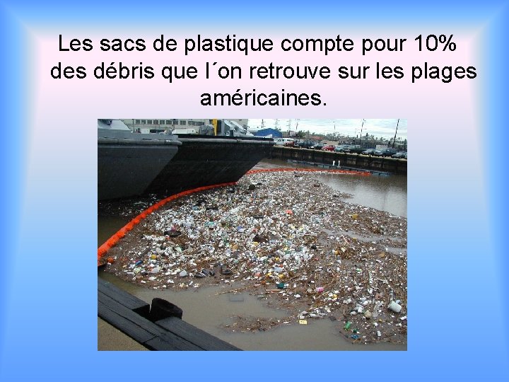 Les sacs de plastique compte pour 10% des débris que l´on retrouve sur les
