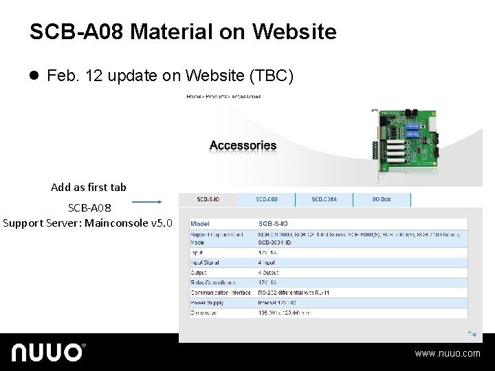 SCB-A 08 Material on Website l Feb. 12 update on Website (TBC) Add as